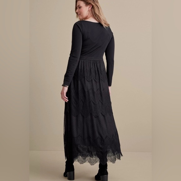 SOFT SURROUNDINGS Frederica Lace Maxi Dress Black SZ L - Picture 2 of 16